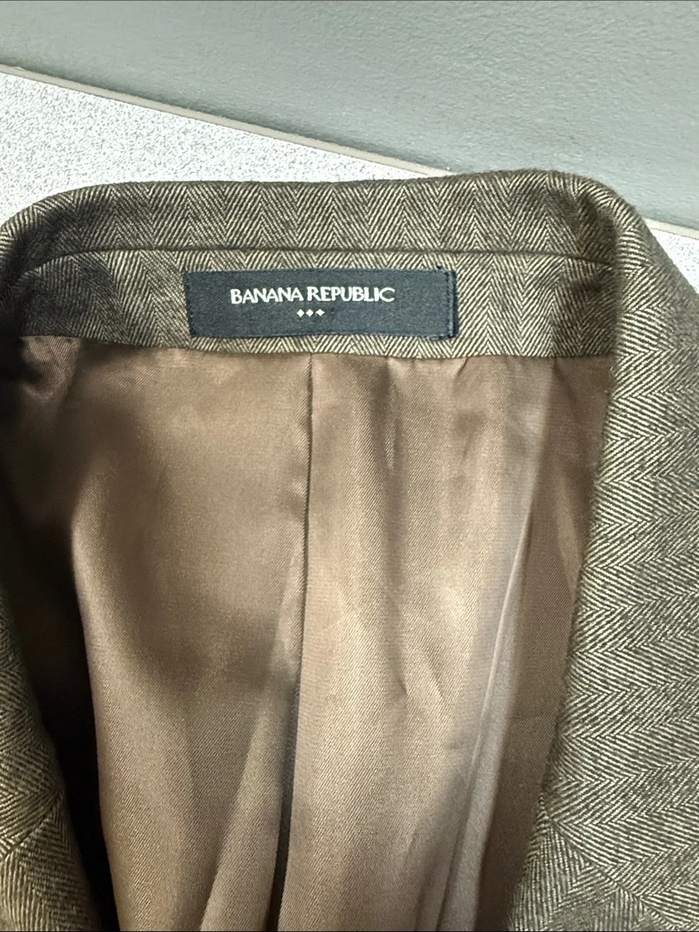 Banana Republic Tailored Fit Blazer 42R Brown Twill Textured Sport Coat